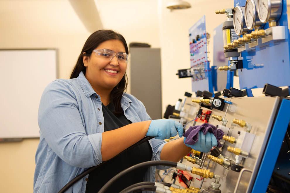 Student working in a lab.